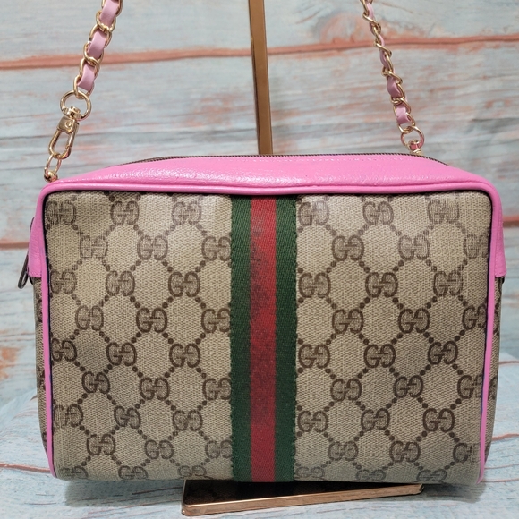 #WC134 AUTHENTIC Gucci Web Sherry Line Leather clutch bag - Picture 3 of 12